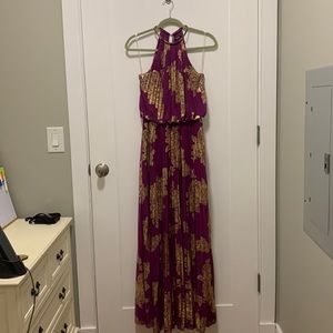 MSK Metallic Print Blouson Dress